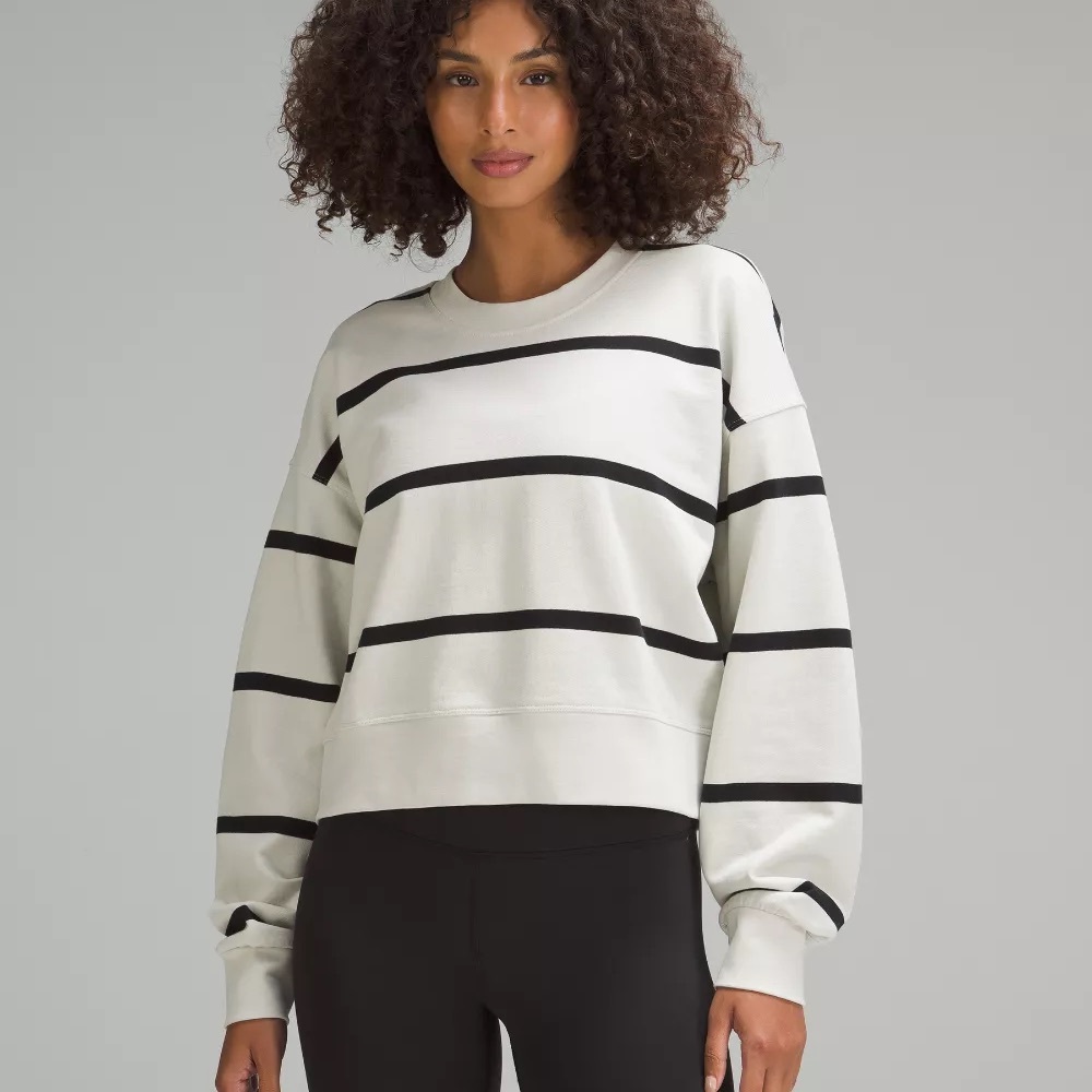 lululemon athletica White and Black Striped Crop Sweater
